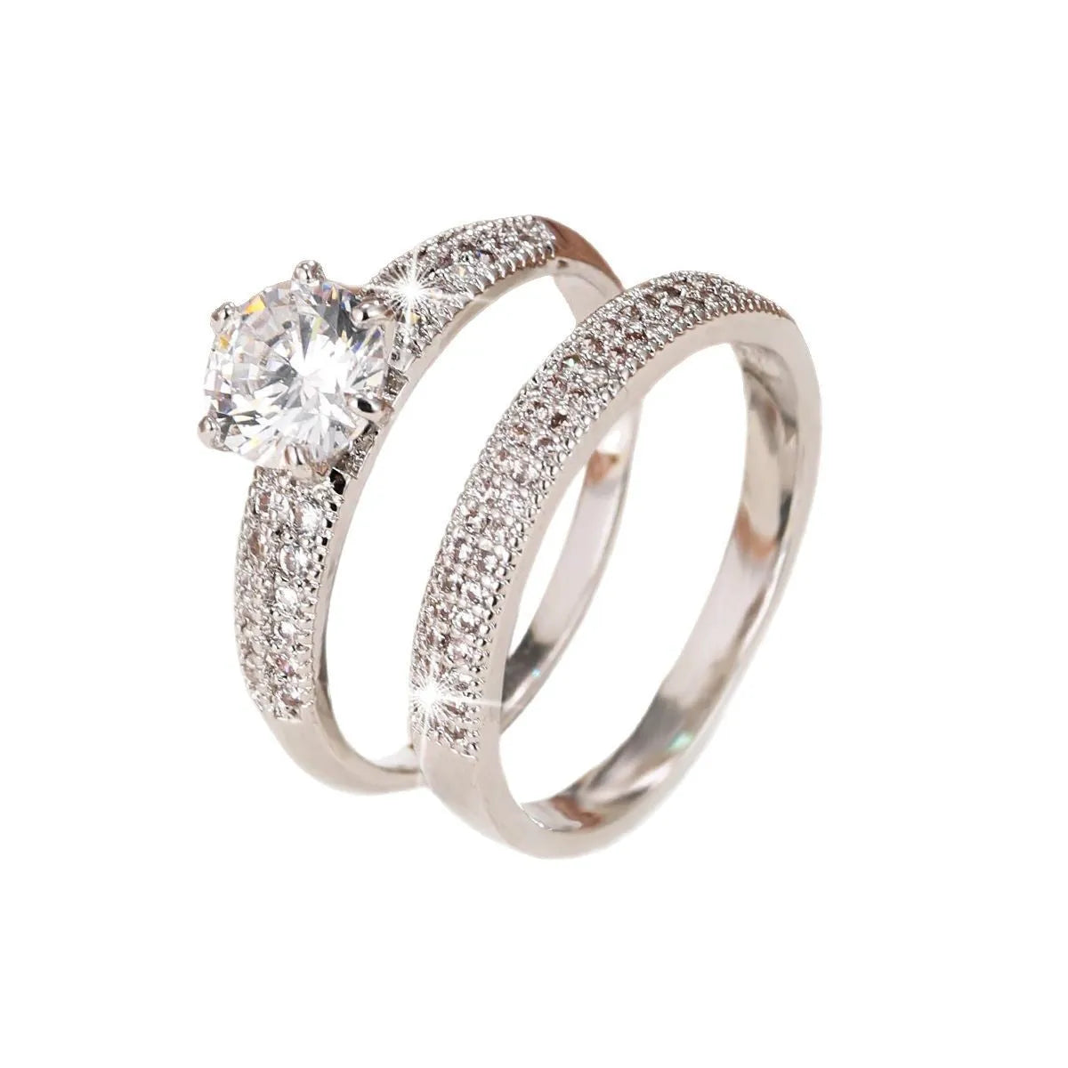 Copper hollow geometric ring with zircon accents in golden-white colour option on finger
