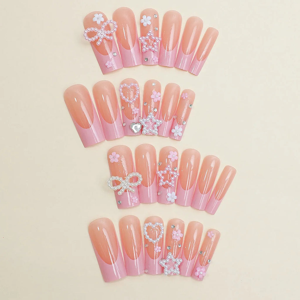French spot drill bow nail wear set with love pattern and plastic armour suit in XB-70-48 colour