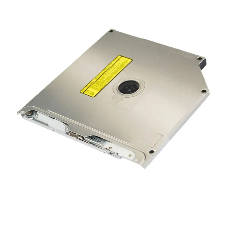 Silver internal SATA optical drive for MacBook Pro 13 laptop showing dimensions