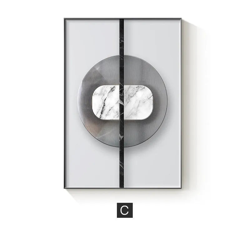 Abstract geometric pattern canvas painting wall art in modern style