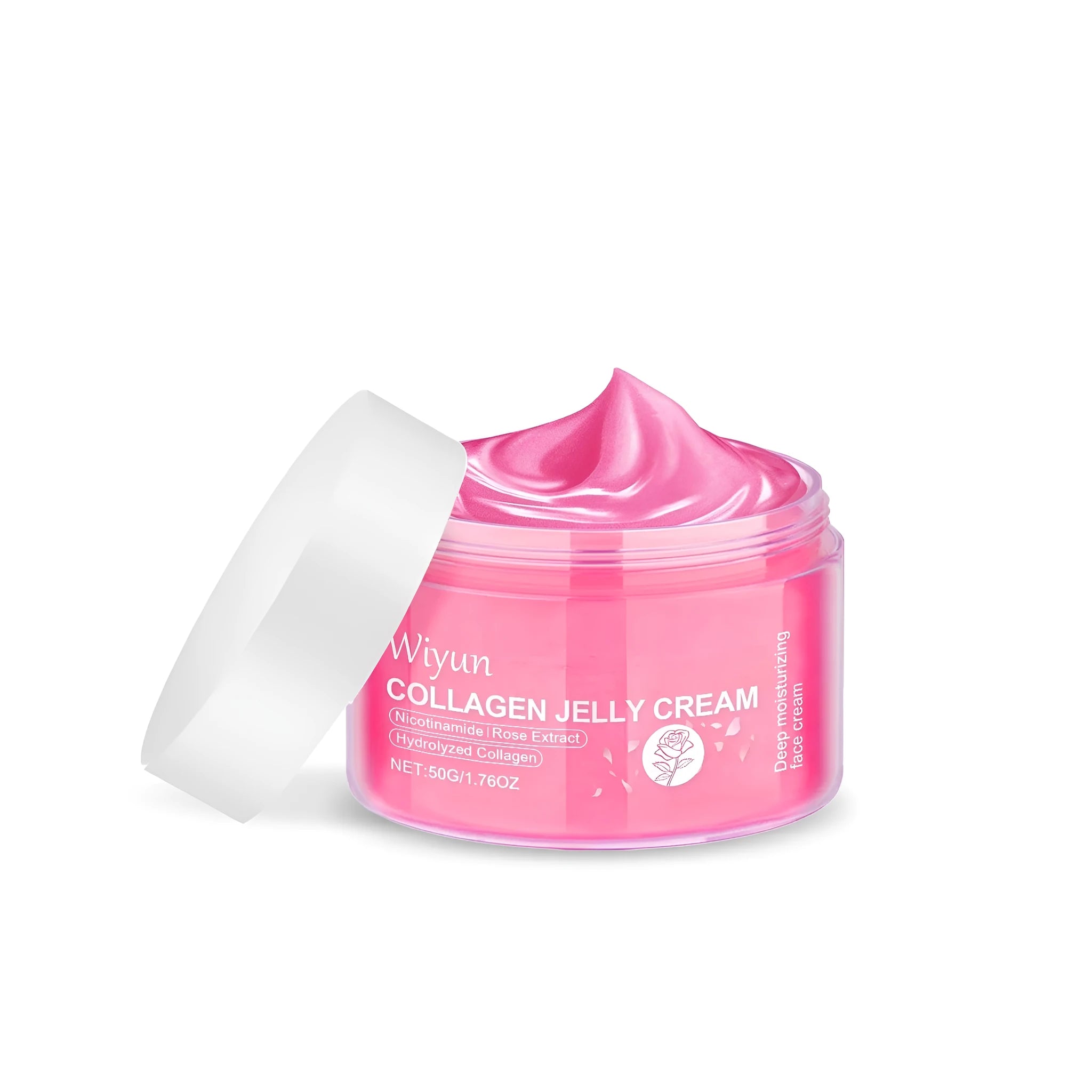 Jar of collagen rose jelly cream moisturiser, 50g size