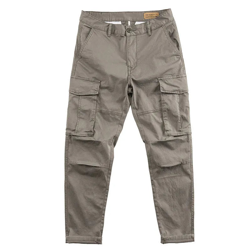 Men's cotton labour protection trousers with multiple pockets in cropped length design