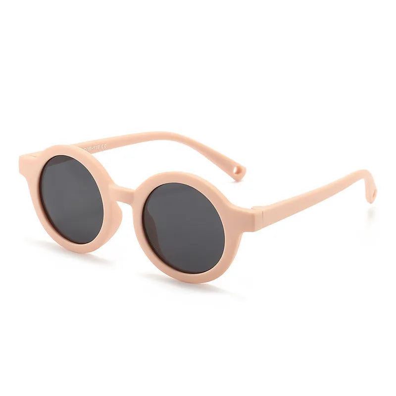 Children's silicone sunglasses for 0-3 years with round frames in multiple colours