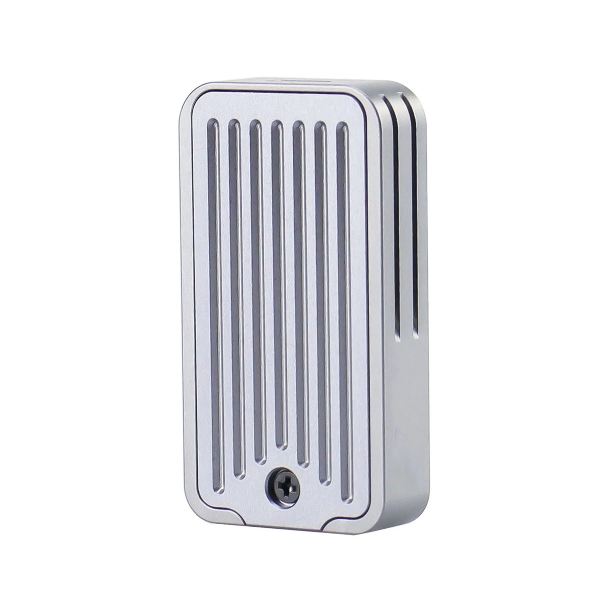 Aluminium alloy NVMe SSD enclosure with dual protocol support measuring 5.2cm by 2.8cm