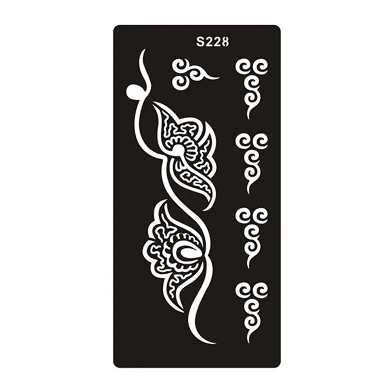 Geometric hollow tattoo template stickers on water transfer paper in multiple colours