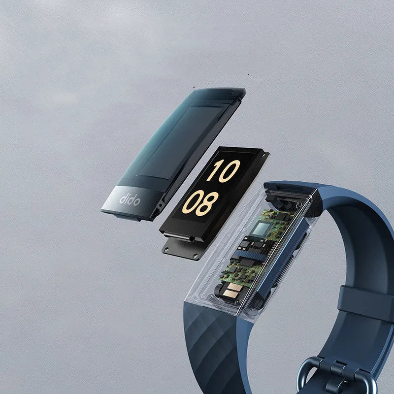 Y6 Black smart bracelet with 1.1 inch screen showing heart rate and ECG data on wrist.