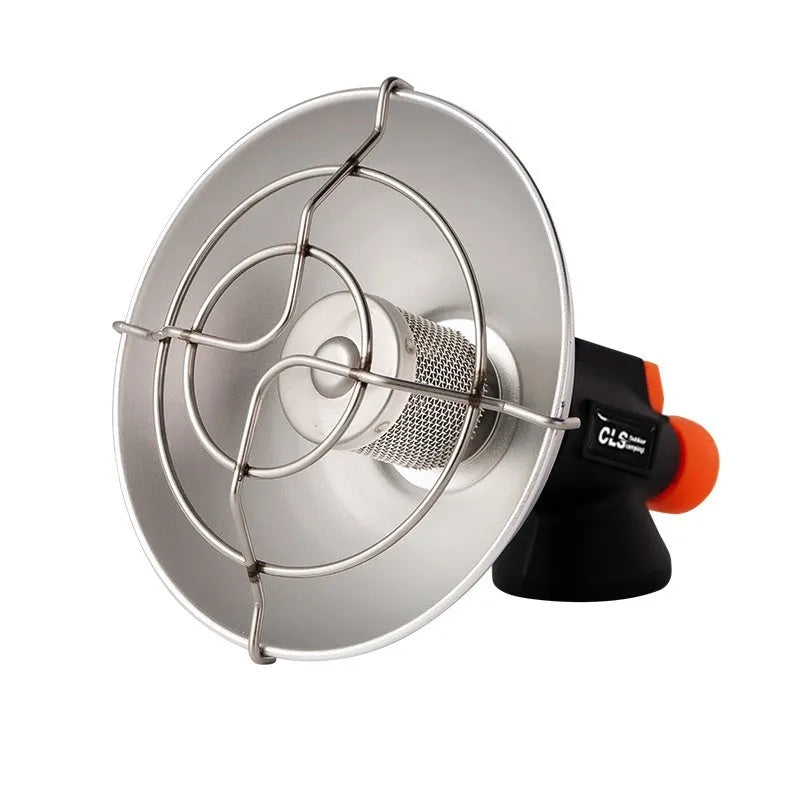 Black and orange portable camping heater with automatic ignition system