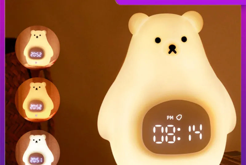 Big White Bear cartoon silicone night light with sleeping timer and remote control