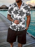 Men's 3D printed Hawaiian style short sleeve lounge suit with matching shorts on a mannequin