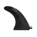 SUP paddle with large removable plastic fish fins attached via screw mechanism.