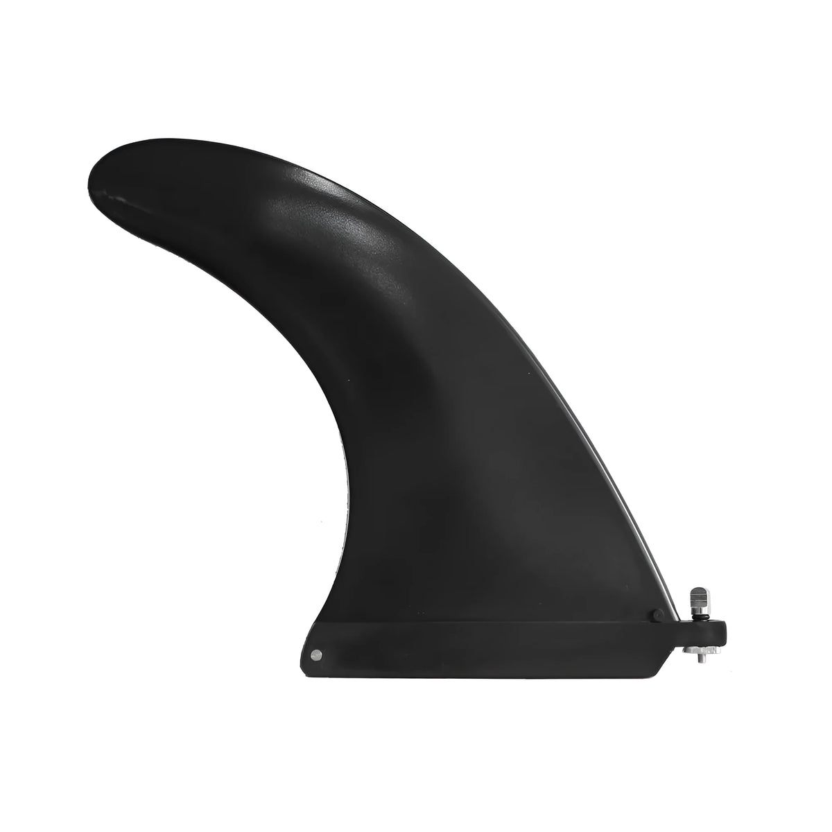 SUP paddle with large removable plastic fish fins attached via screw mechanism.