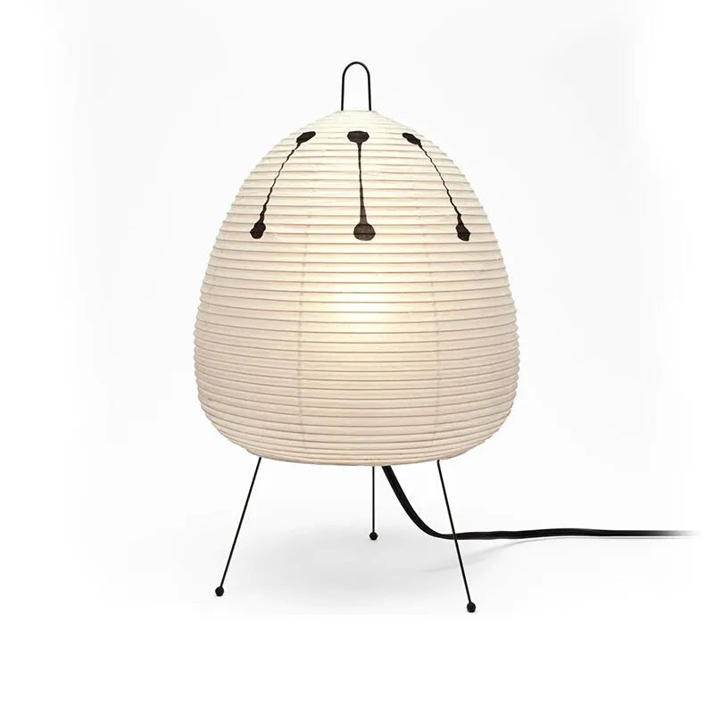 Japanese style handmade rice paper table lamp with aluminium base and dimmable lighting