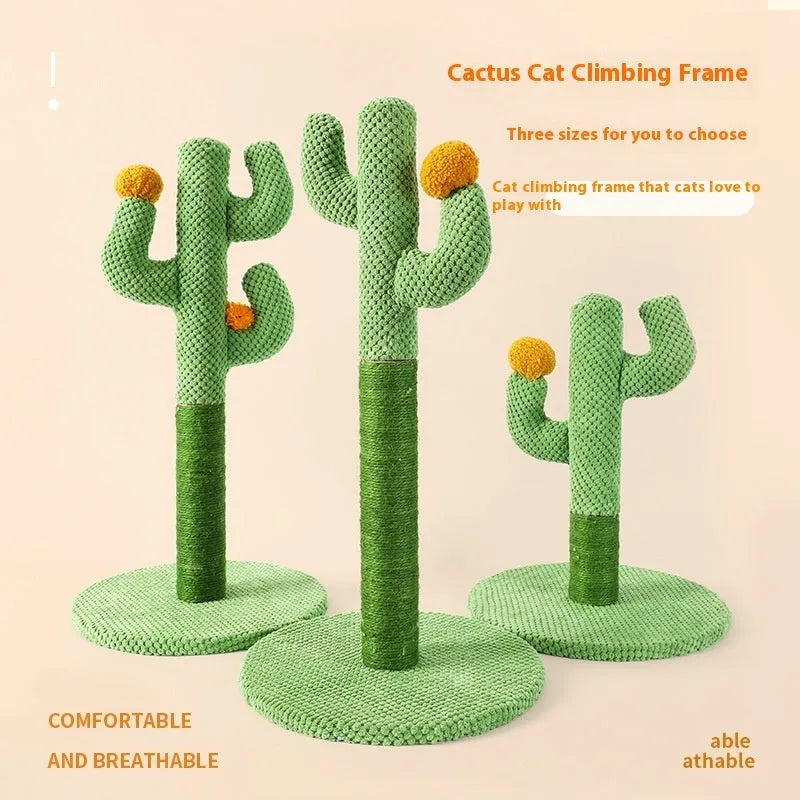 Cactus design cat scratching post and climbing frame with cotton thread scratching surface