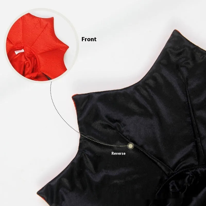 Black and red Halloween costume for cat or dog with European styling on pet mannequin