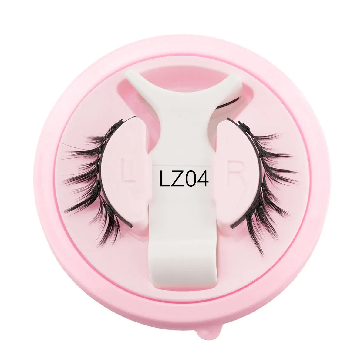 Set of reusable waterproof glue-free false eyelashes in artificial fibre, showing natural thick style.