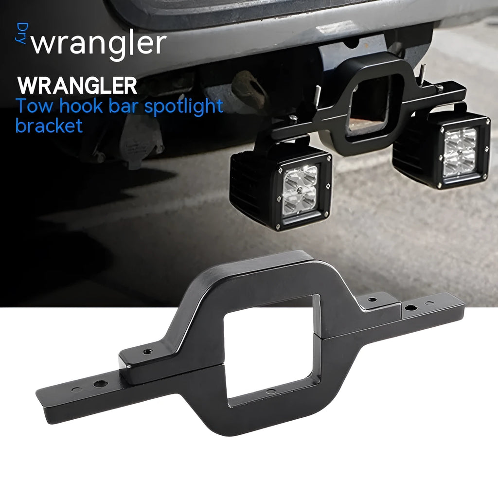 Black aluminium alloy reversing light bracket for Jeep Wrangler vehicles with pre-drilled mounting holes