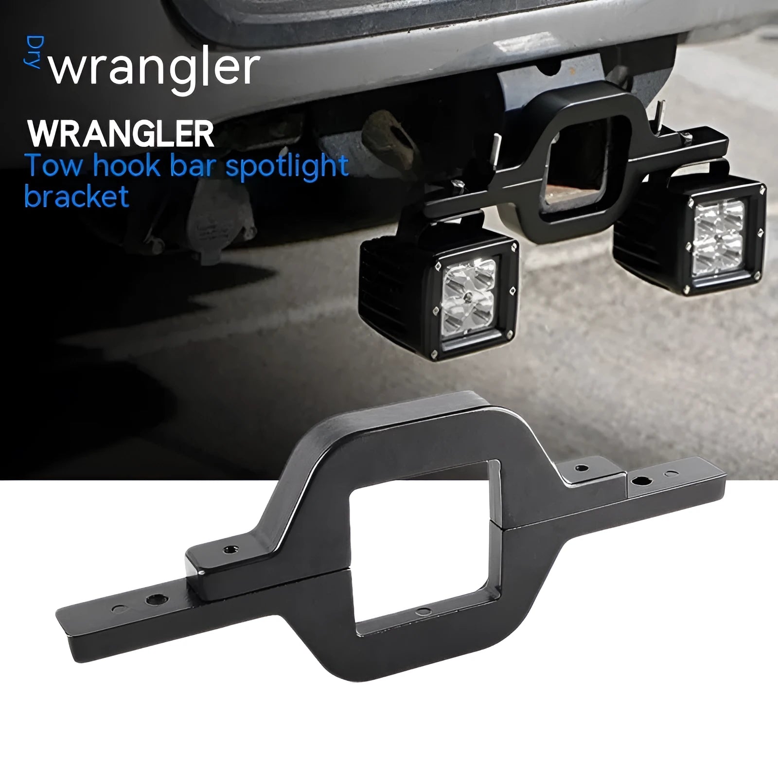 Black aluminium alloy reversing light bracket for Jeep Wrangler vehicles with pre-drilled mounting holes