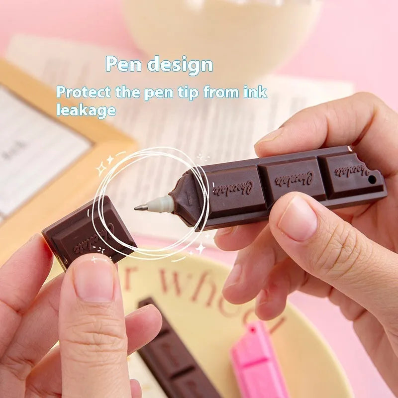 Chocolate simulation food ballpoint pen with 0.5mm bullet tip in plastic cartoon design