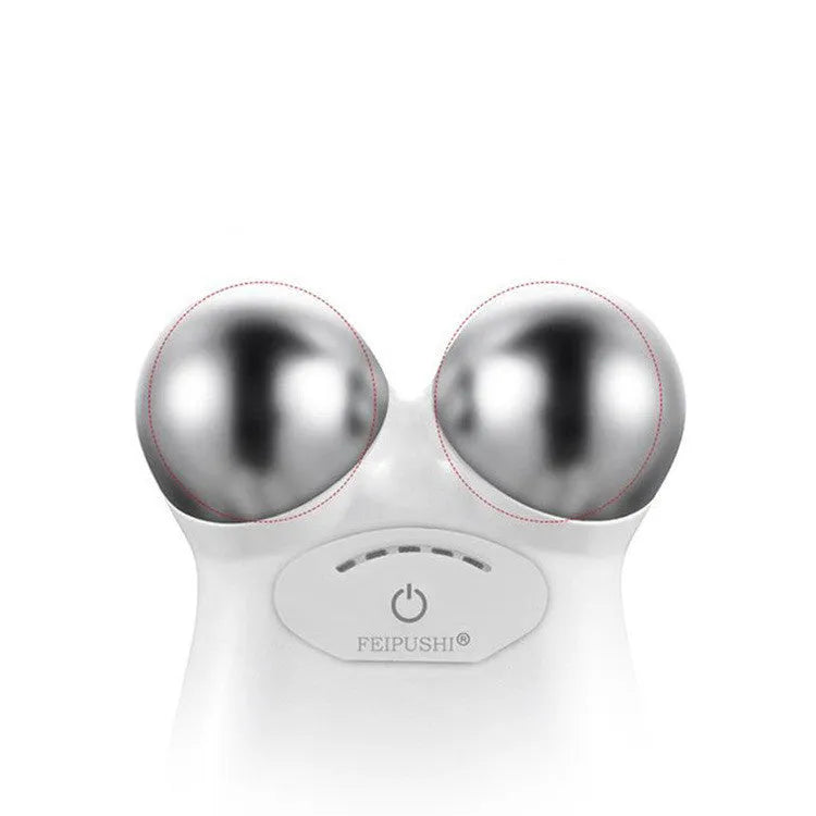 Pink and white micro current facial lifting device for skin firming, showing compact size.