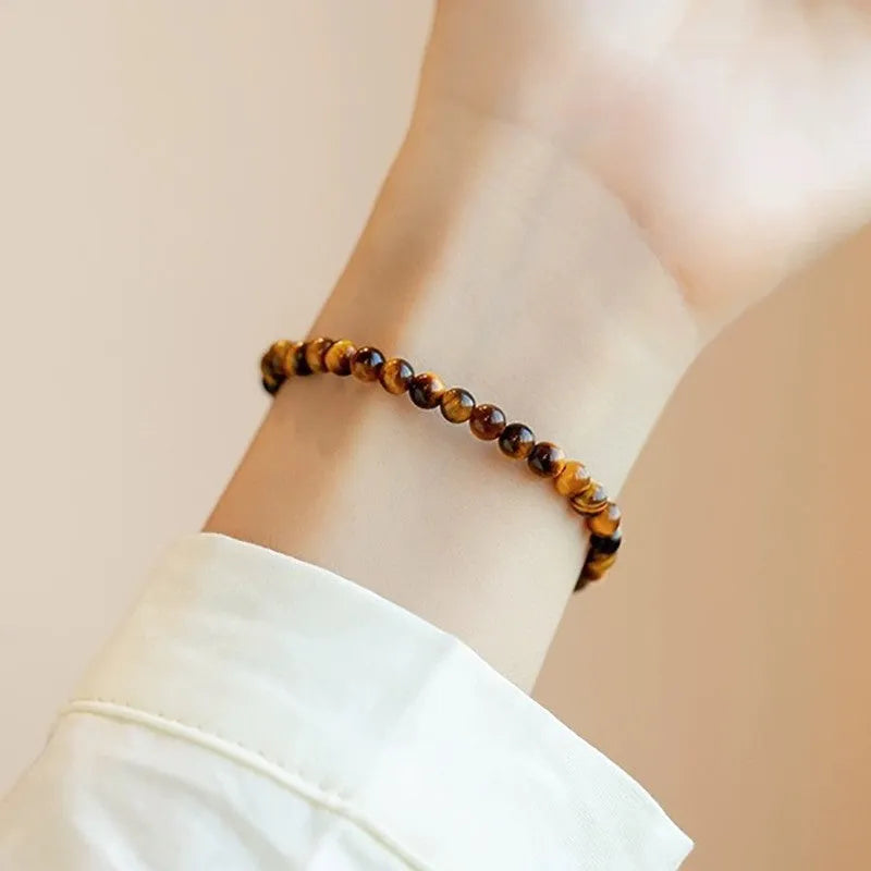 Handmade tigereye beaded bracelet in New Chinese Style geometric design