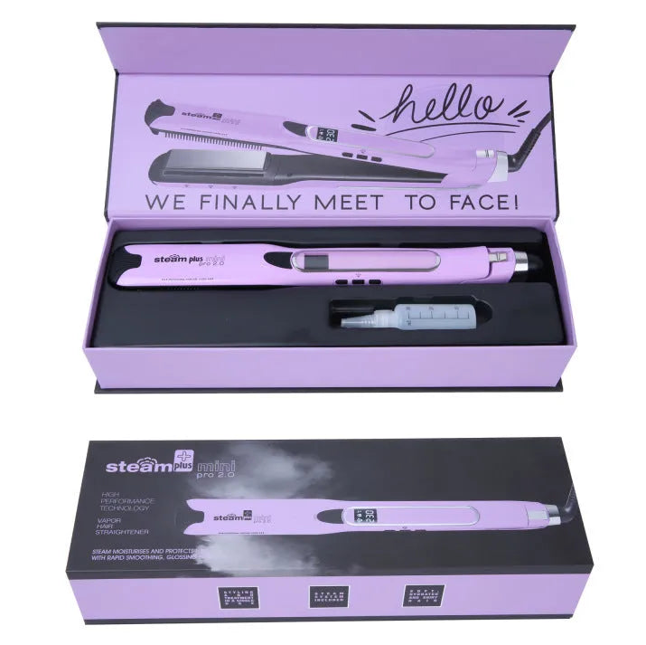Mini steam splint spray hair straightener in champagne colour with curling and straightening functions