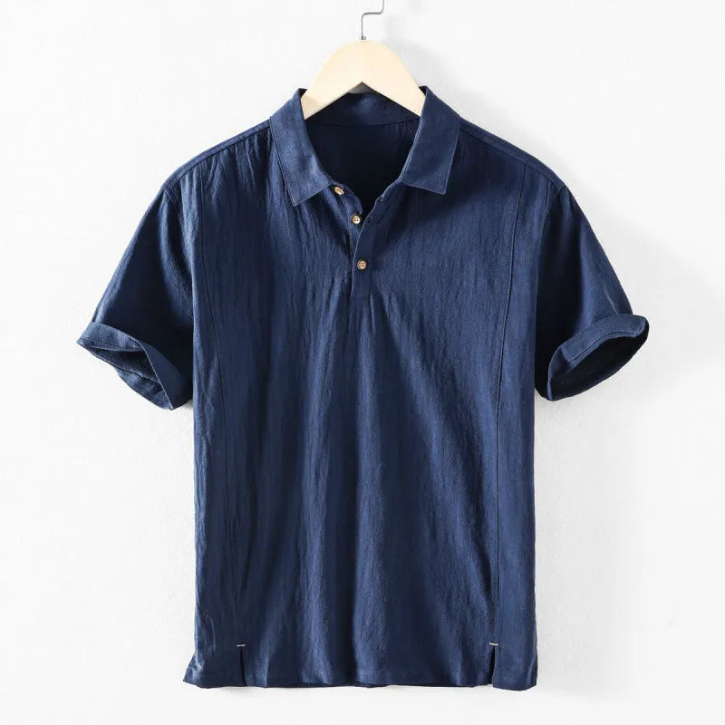 Men's cotton linen casual shirt in loose fit available in multiple solid colours