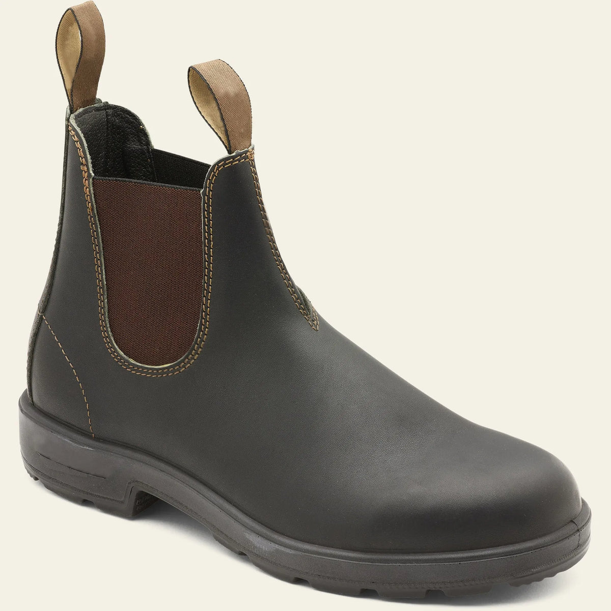 Vintage brown Martin-style Chelsea boots with frosted PU upper and round toe