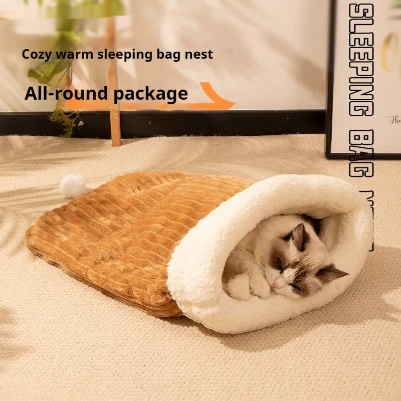 Flannel cat sleeping bag nest with PP cotton filling measuring 50x40cm
