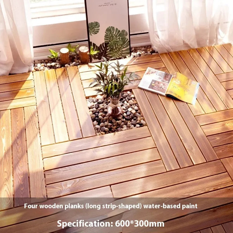 Camphor pine wood flooring tile with brushed durable finish, 30cm by 30cm, modern simple style