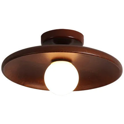 Modern minimalist solid wood ceiling lamp with glass shade in walnut colour