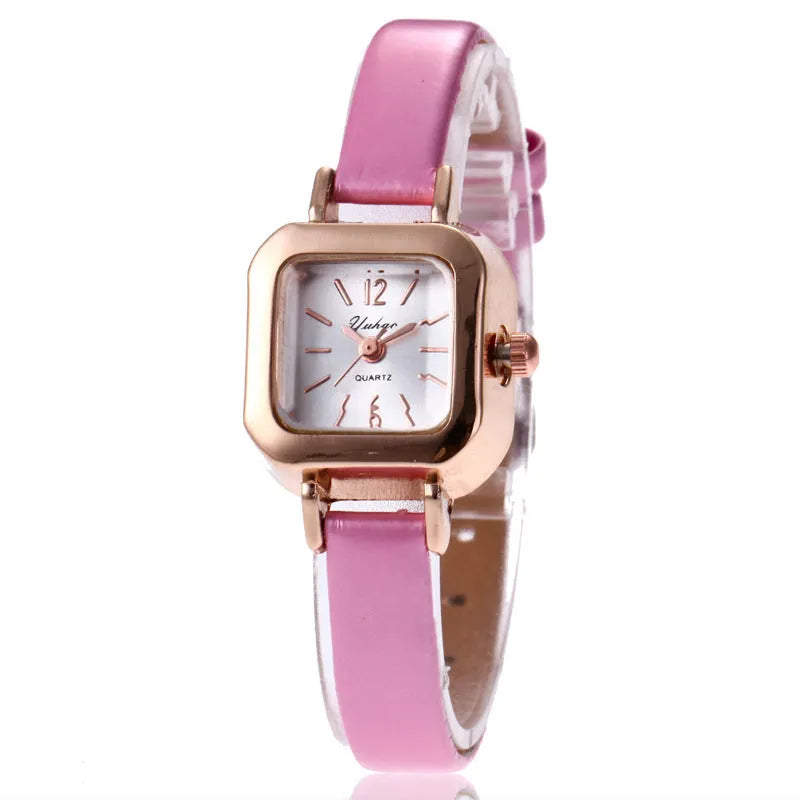 Women's fashion watch with 10mm alloy case in black, white, pink, or brown colour