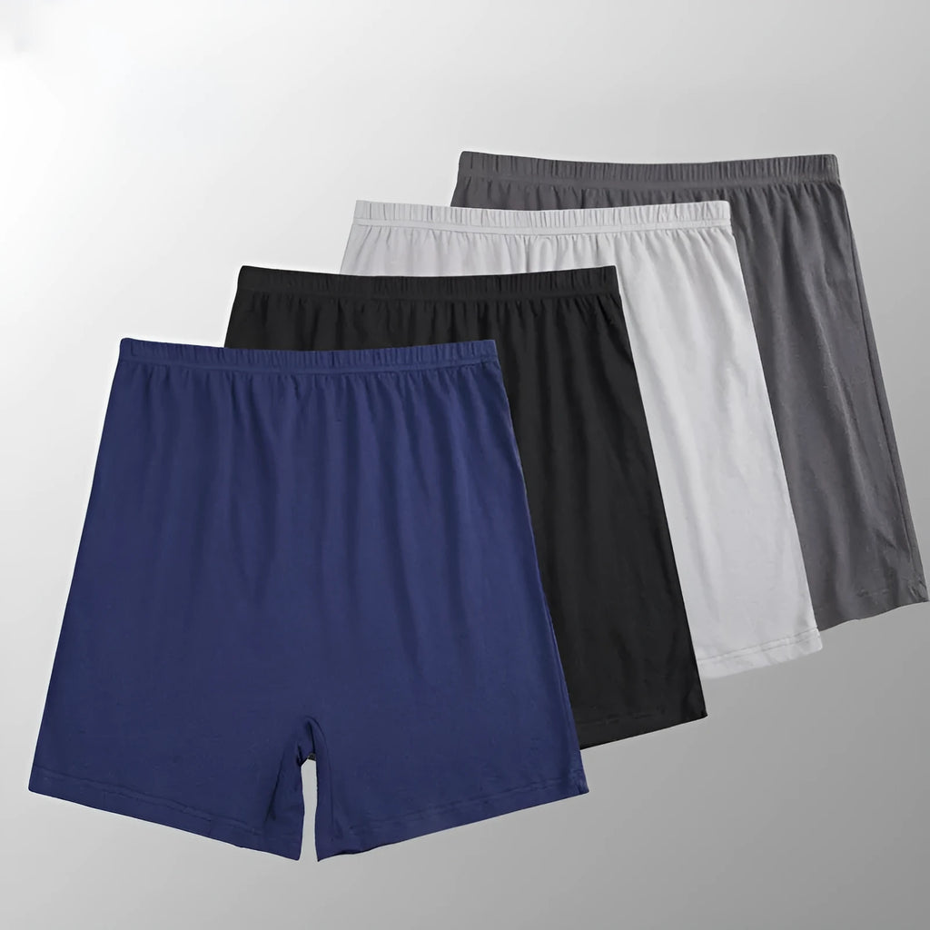 Men's solid colour high-waist boxer shorts in modal fabric, shown in black, on a plain background