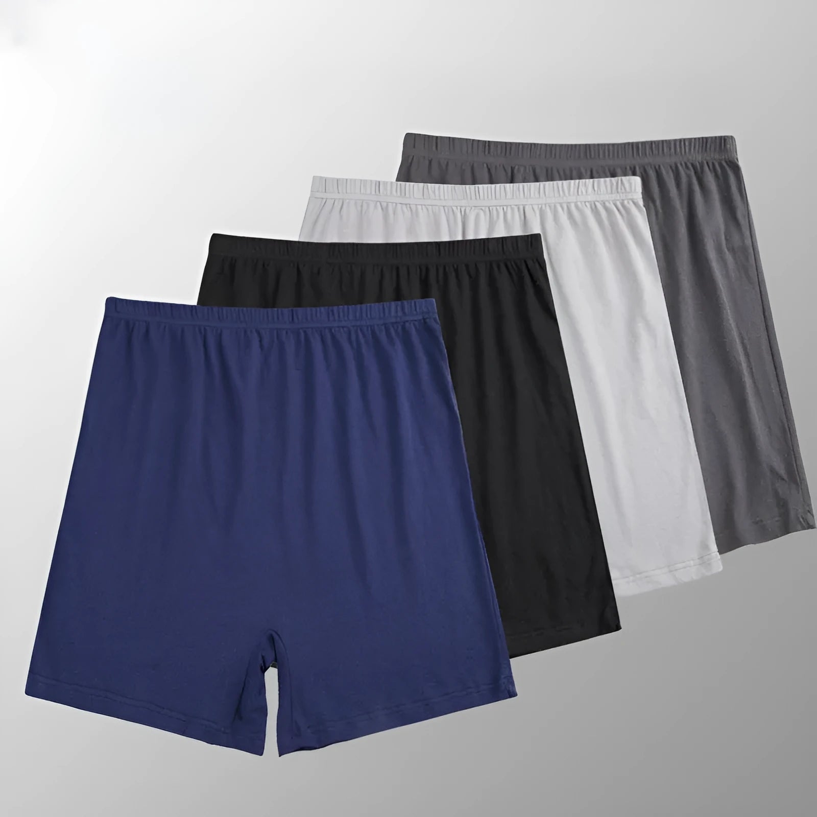 Men's solid colour high-waist boxer shorts in modal fabric, shown in black, on a plain background