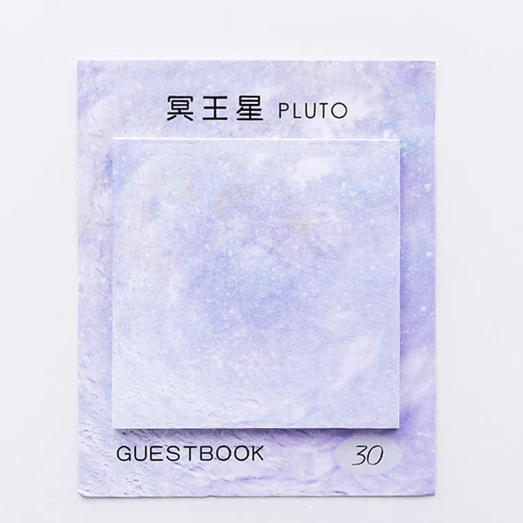 Square planet sticky notes notepad with astronomy designs measuring 7.3cm