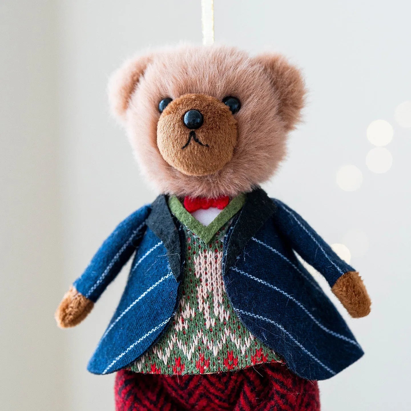 Princess bear and gentleman bear plush doll set with plaid cotton suits and cartoon styling