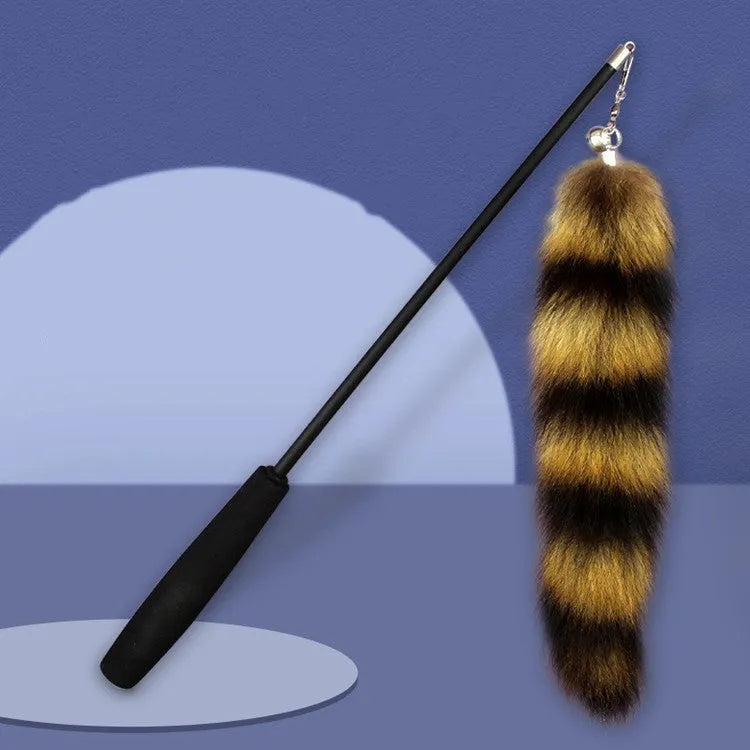 Black interactive cat toy wand with 42cm elastic string for kitten play