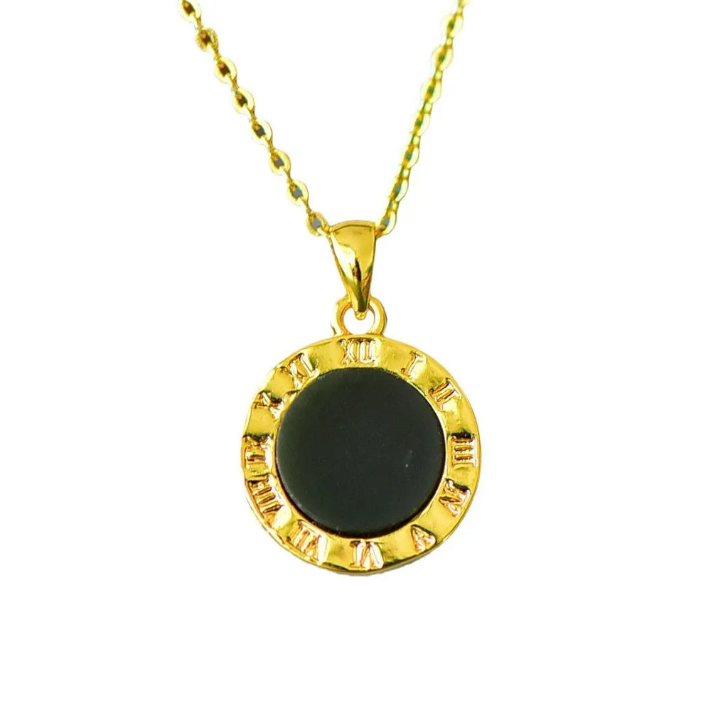 Modern natural Hetian grey jade pendant with copper inlay and ink-blue jade accents on a necklace chain.