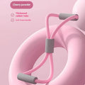 Yoga four-piece fitness set showing a leg stretching device, yoga ring, pedal expander, and figure-eight tension rope.