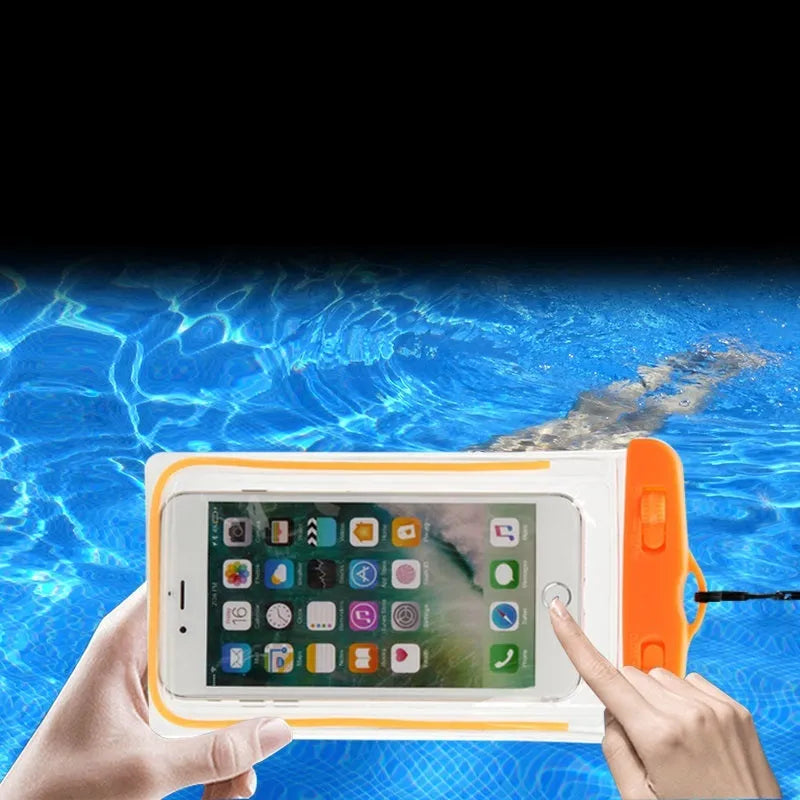 Universal waterproof phone case in eight luminous colours with touch screen compatible window