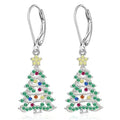 Women's copper Christmas tree earrings with star shape in white gold colour