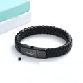 Black stainless steel bracelet with weaving design and English letter personalisation for travel commemoration