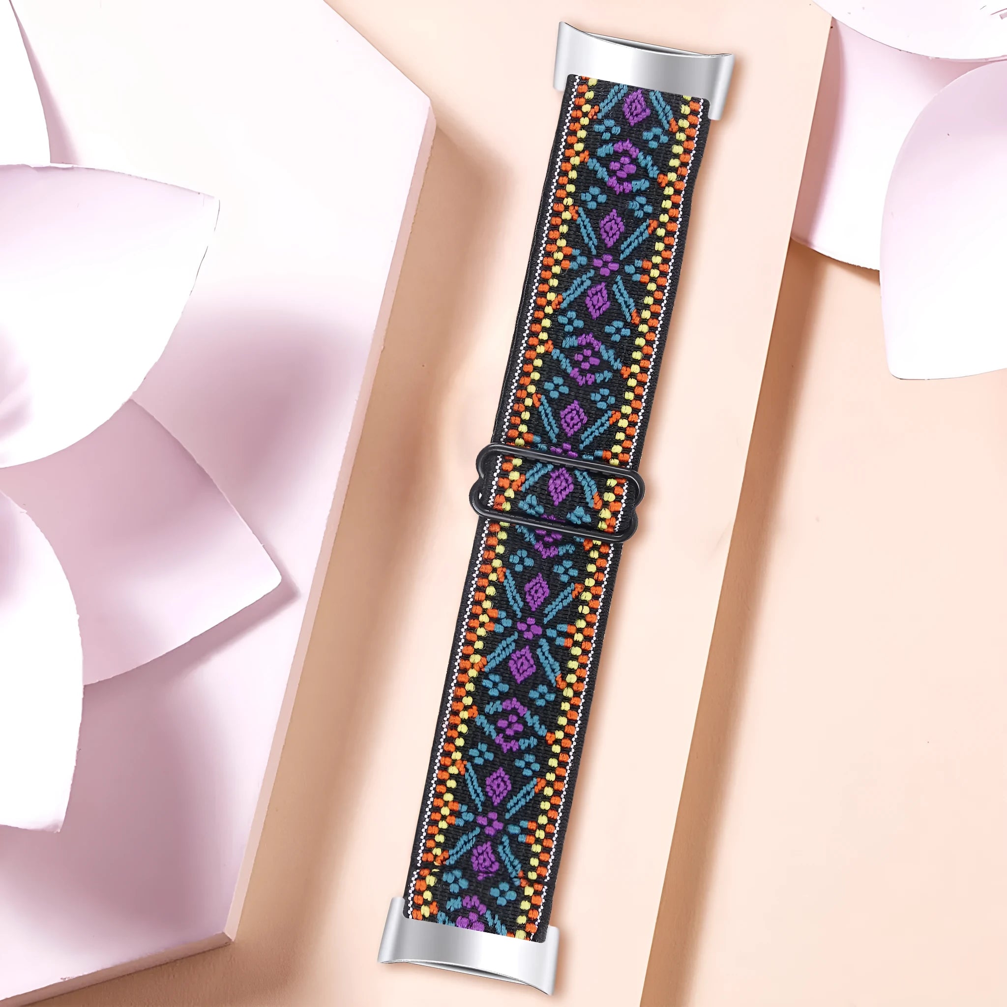 Printed elastic watch strap for Fitbit Charge 6 in multiple colour options