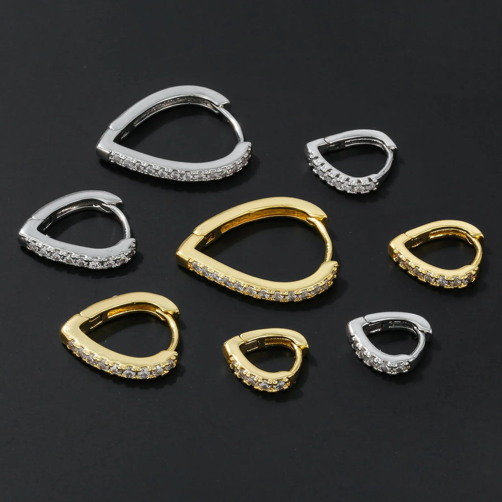 Geometric heart-shaped copper ear clip with electroplated gold finish