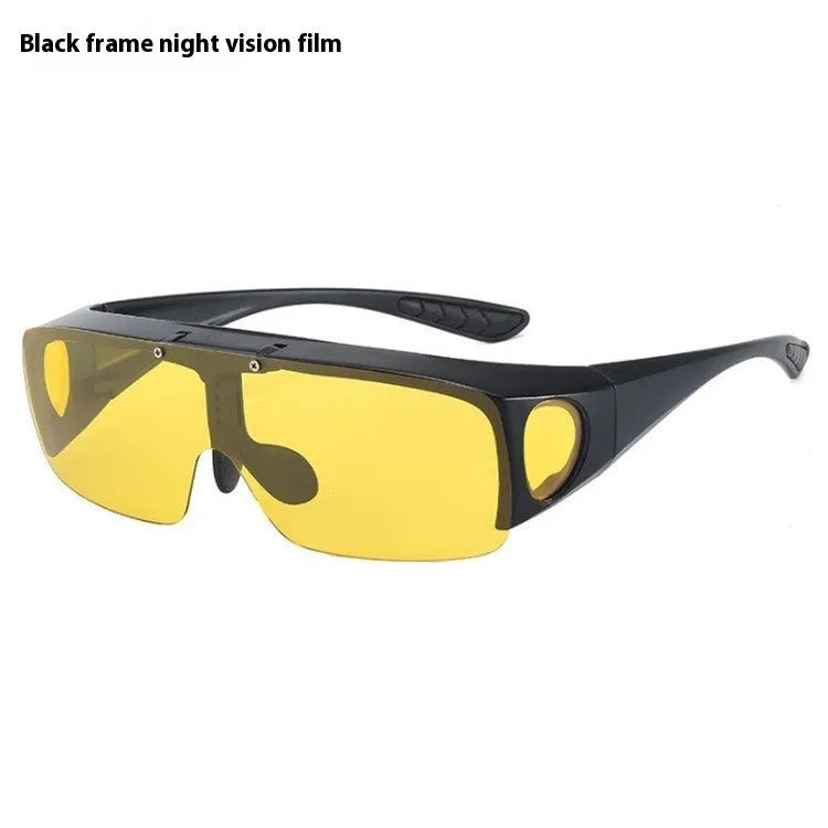 Polarised sports sunglasses with one-piece myopia glasses design for outdoor activities.