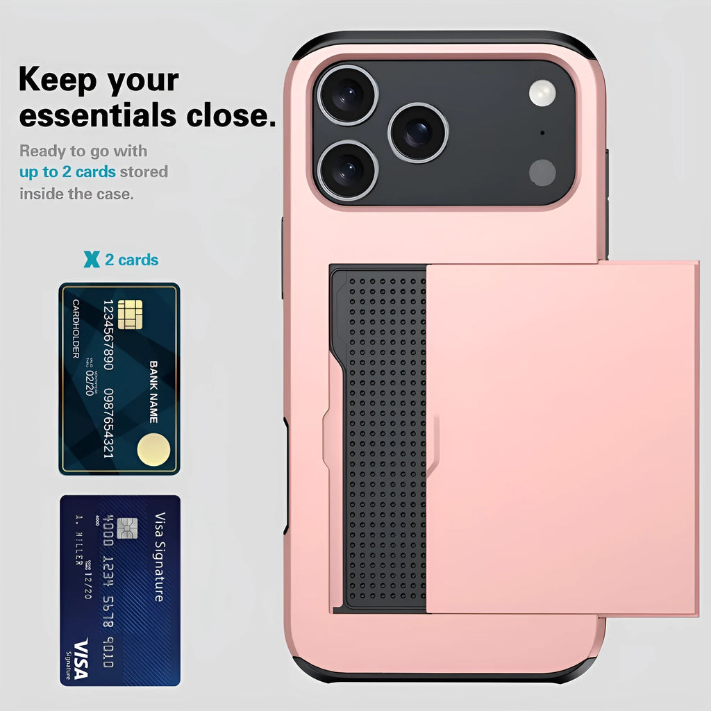 Sliding cover iPhone case with card slot, TPU PC drop-resistant cover in six colours