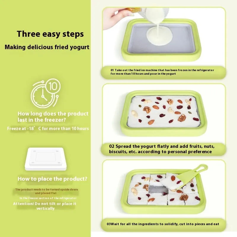 Children's handheld DIY fried yogurt machine in green, pink, white, or rose red with aluminium gasket.