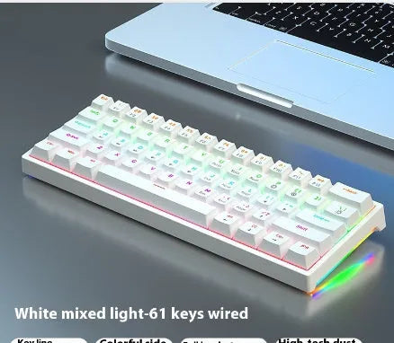 Bluish black 61-key mechanical keyboard with hot-swappable switches on desk