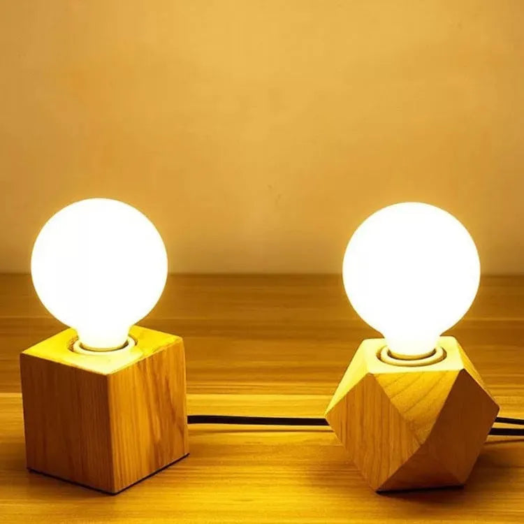 Wooden retro lamp holder in diamond or square shape measuring 75x80mm