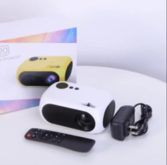 M24 micro mini portable LED projector in gold or white with compact design
