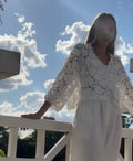Lace cardigan with three-dimensional floral decoration and V-neck design
